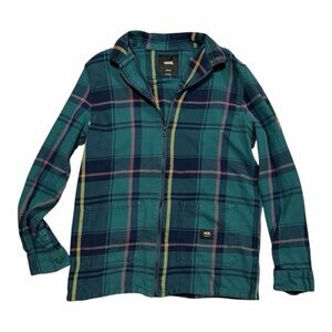 Vans Men’s Medium Green Plaid Zip Up Jacket